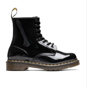 Dr. Martens Black Patent Leather Lace-Up Ankle Boots Women's Size 6 Brand New